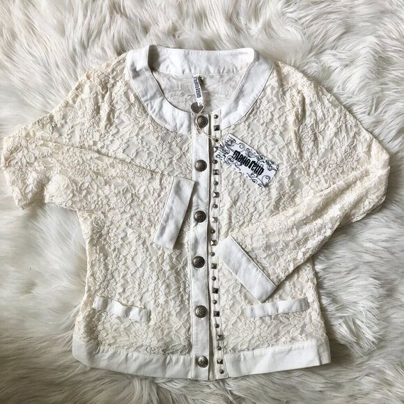 Monoreno NWT Ivory Lace Jacket Cardigan M - Picture 2 of 5